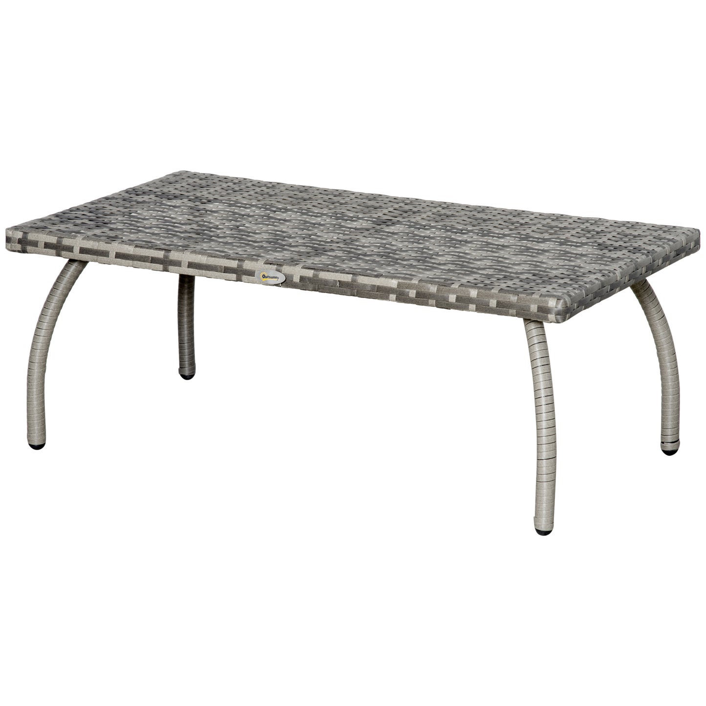 Outsunny 18" Rattan Coffee Table Outdoor Side Table Patio Wicker Furniture, Small Square with All-Weather PE for Garden, Balcony, Backyard, Poolside, Grey