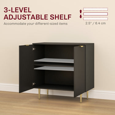 HOMCOM Modern Kitchen Storage Cabinet, Sideboard Buffet Cabinet with Adjustable Shelves and Metal Legs for Kitchen, Black