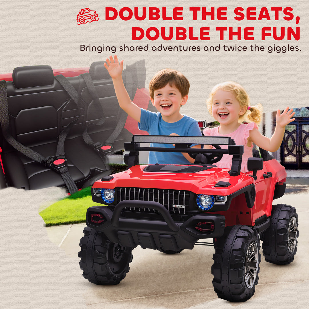 Aosom Kids 2 Seater Ride-On Car Police Truck Electric with LED Lights & MP3 for Kids White