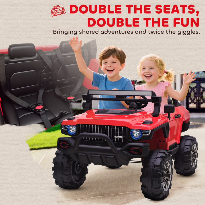 Aosom Kids 2 Seater Ride-On Car Police Truck Electric with LED Lights & MP3 for Kids White