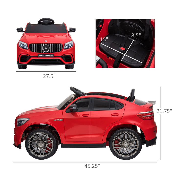 Aosom 12V/7AH Kids Ride on Car, Mercedes Benz AMG GLC63S Coupe, Electric Car with Remote Control, Handle, 2 Speed, with Music, Electric Light, Easy to Move, Red