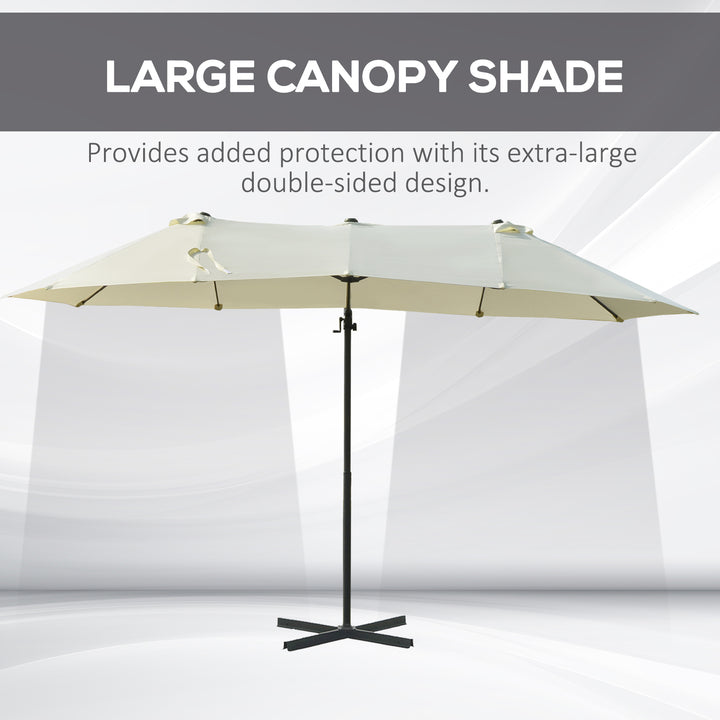 Outsunny Outdoor Patio Umbrella Offset Cantilever Umbrella with Twin Canopy Sunshade Umbrella with Lift Crank Grey