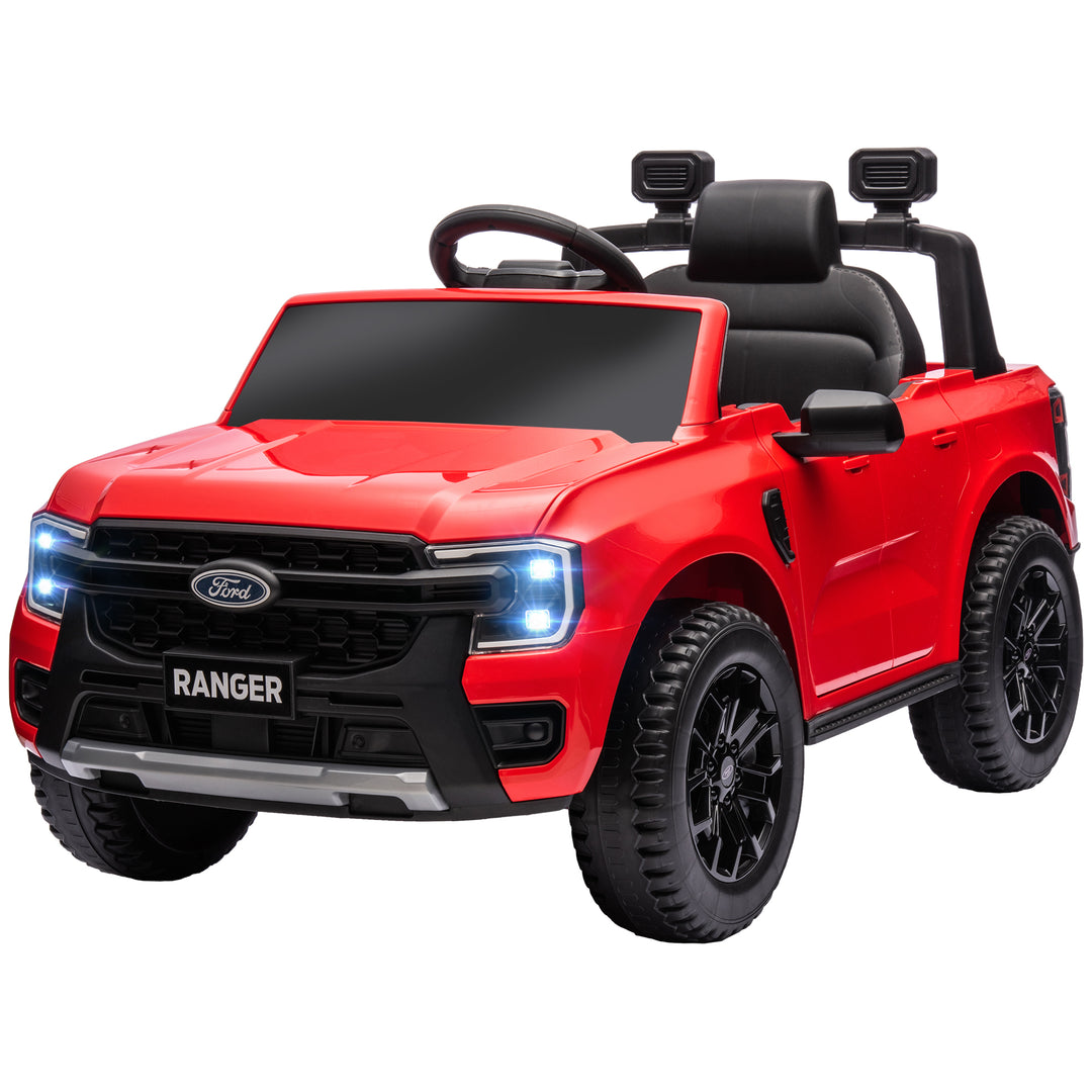 Qaba Ford Ranger Licensed 12V Ride on Car Battery Powered Kids Truck w/ Rear Storage Remote, Spring Suspension, Blue