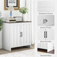 HOMCOM Kitchen Sideboard, Modern Storage Cabinet with Beadboard Doors and Adjustable Shelf for Dining Room, White