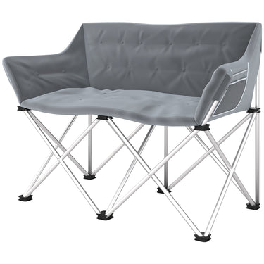 Outsunny Double Camping Chair, Oversized Camping Loveseat for Adults, Heavy Duty Folding Camp Chair, Support 529 lbs