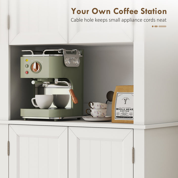 HOMCOM 73" Kitchen Pantry Cabinet, Freestanding Kitchen Hutch with 12 Door Shelves, Adjustable Shelves, Microwave Stand, Black