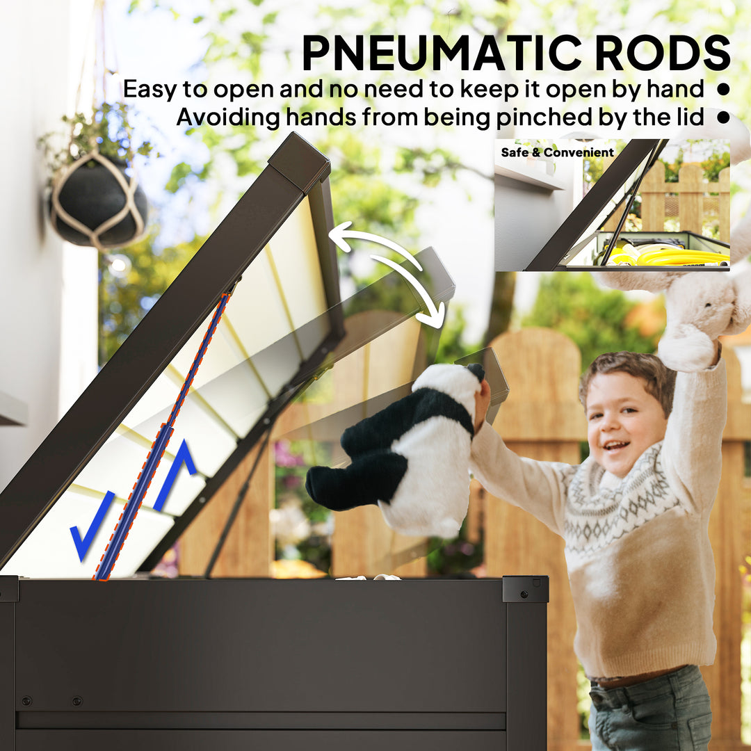 Outsunny Large Deck Box, Outdoor Storage Container with Lock for Pool Toys, Garden Tools, Furniture and Sports Equipment, Grey