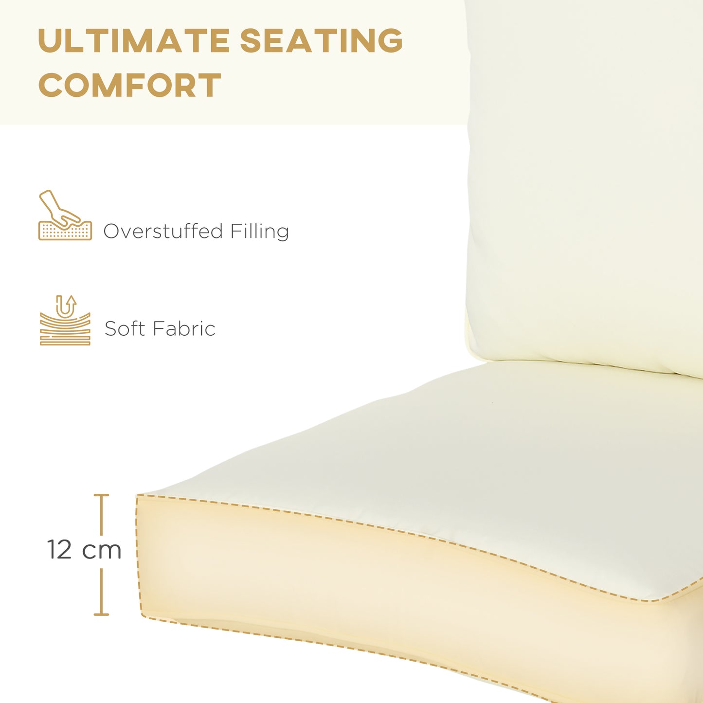 Outsunny Patio Chair Cushions, Thick Deep Seat Outdoor Seat Cushion with Back Cushion, Light Green