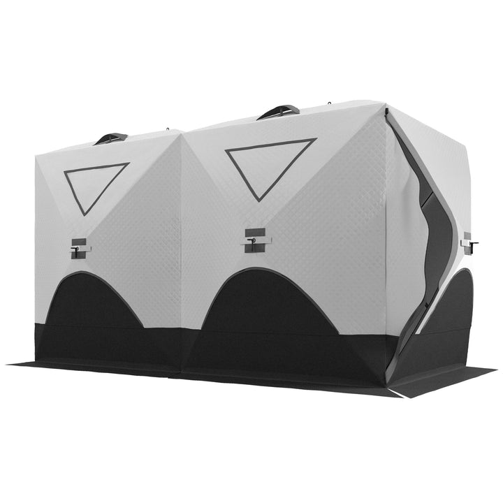 Outsunny 8-Person Insulated Ice Fishing Tent Shelter with Ventilation Windows and Carry Bag, for -22℉, Blue