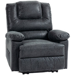 HOMCOM PU Leather Reclining Chair, Manual Recliner Chair for Living Room with Footrest, 2 Side Pockets, Steel Frame, Black