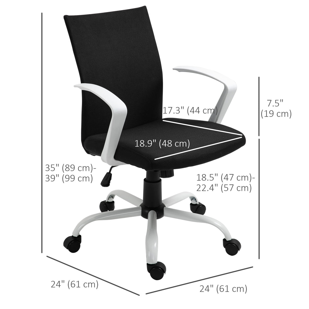 Vinsetto Linen Mid Back Office Chair With Tilt Function, Swivel Computer Chair, Charcoal Grey