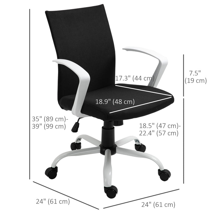 Vinsetto Linen Mid Back Office Chair With Tilt Function, Swivel Computer Chair, Charcoal Grey