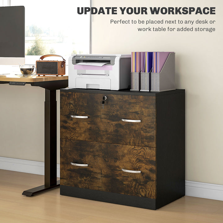 Vinsetto 2 Drawer File Cabinet with Lock, Office Filing Cabinet, Hanging Bar for Letter Size, Home Office, Grey