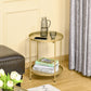 HOMCOM 2-Tier Gold Side Table, Round Nightstand with Removable Trays Folding Metal Frame Adjustable Foot End Table for Living Room Bedroom