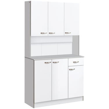 HOMCOM 71" Modern Buffet with Hutch, Standing Kitchen Hutch with Storage Cabinets, Drawer, Open Space with Microwave Stand, White