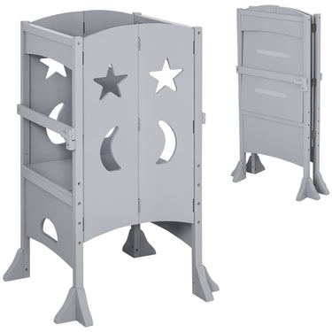 Qaba Step Stool with Safety Rail and Support Handles Kitchen Counter Step-up Helper