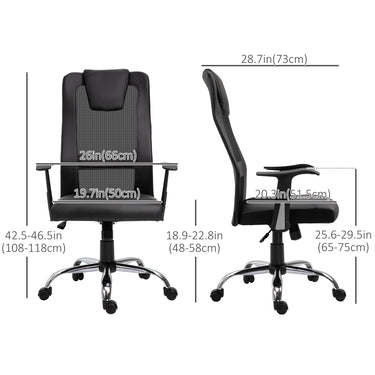 Vinsetto Ergonomic Office Chair with Thick Padded Headrest, Mesh Computer Desk Chair with Tilt Function, Armrest, Black