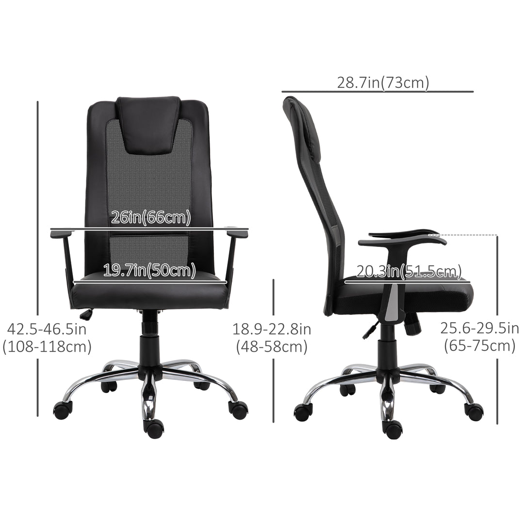 Vinsetto Ergonomic Office Chair with Thick Padded Headrest, Mesh Computer Desk Chair with Tilt Function, Armrest, Black
