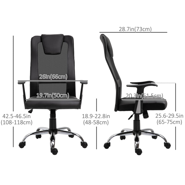 Vinsetto Ergonomic Office Chair with Thick Padded Headrest, Mesh Computer Desk Chair with Tilt Function, Armrest, Black