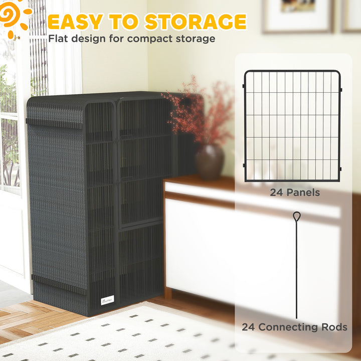 PawHut 24 Panels 39" Height Heavy Duty Dog Playpen for Small Medium Large Dogs, Grey