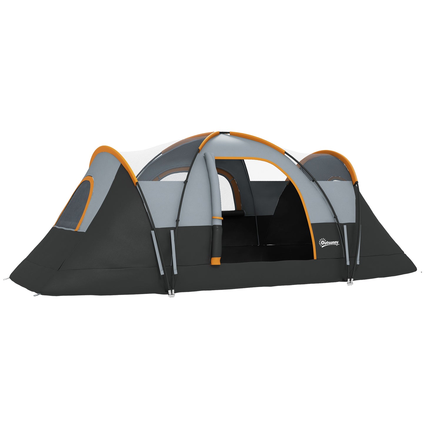 Outsunny 5-6 Person Family Tent, Outdoor Camping Tent with Lighting Hook, Carrying Bag for Camping, Hiking and Travelling, Grey