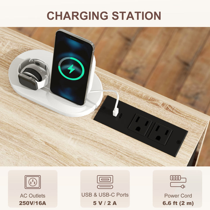 HOMCOM Kitchen Island with Storage, Rolling Kitchen Cart with Foldable Drop Leaf, Power Outlet and USB Ports, White