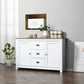 HOMCOM Modern Sideboard Cabinet, Kitchen Buffet Cabinet with 3 Drawers and Adjustable Shelves, Buffets Tables, White