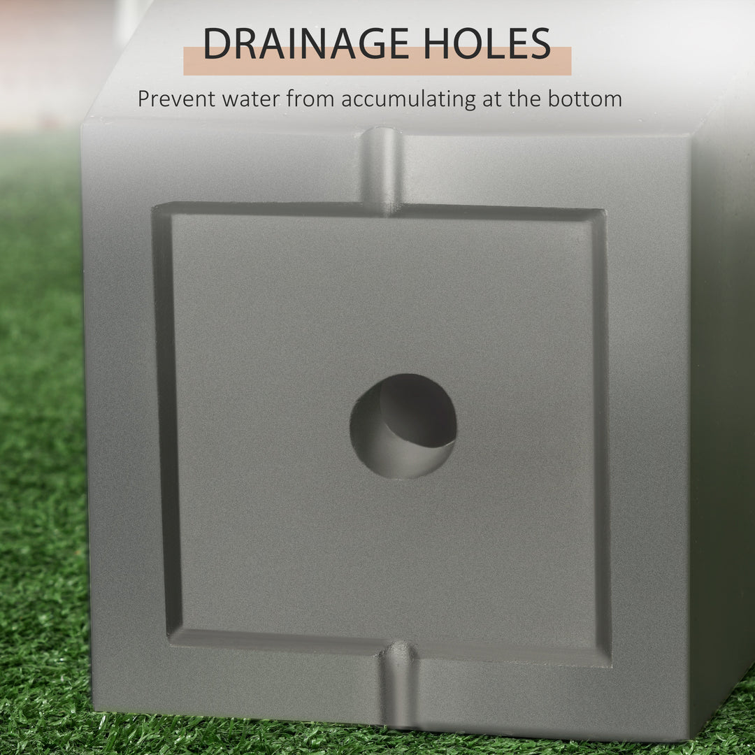 Outsunny Set of 2 Tall Planters with Drainage Holes, 22" / 18" Outdoor Flower Pots for Patio, Yard, Garden, Grey