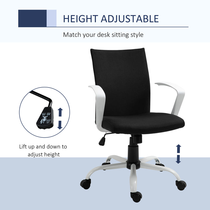 Vinsetto Linen Mid Back Office Chair With Tilt Function, Swivel Computer Chair, Charcoal Grey