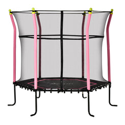 Soozier 64" Kids Trampoline Mini Indoor/Outdoor Bouncer Jumper with Enclosure Net Elastic Thick Padded Pole Gift for Child Toddler Age 3-10 Years Old Pink