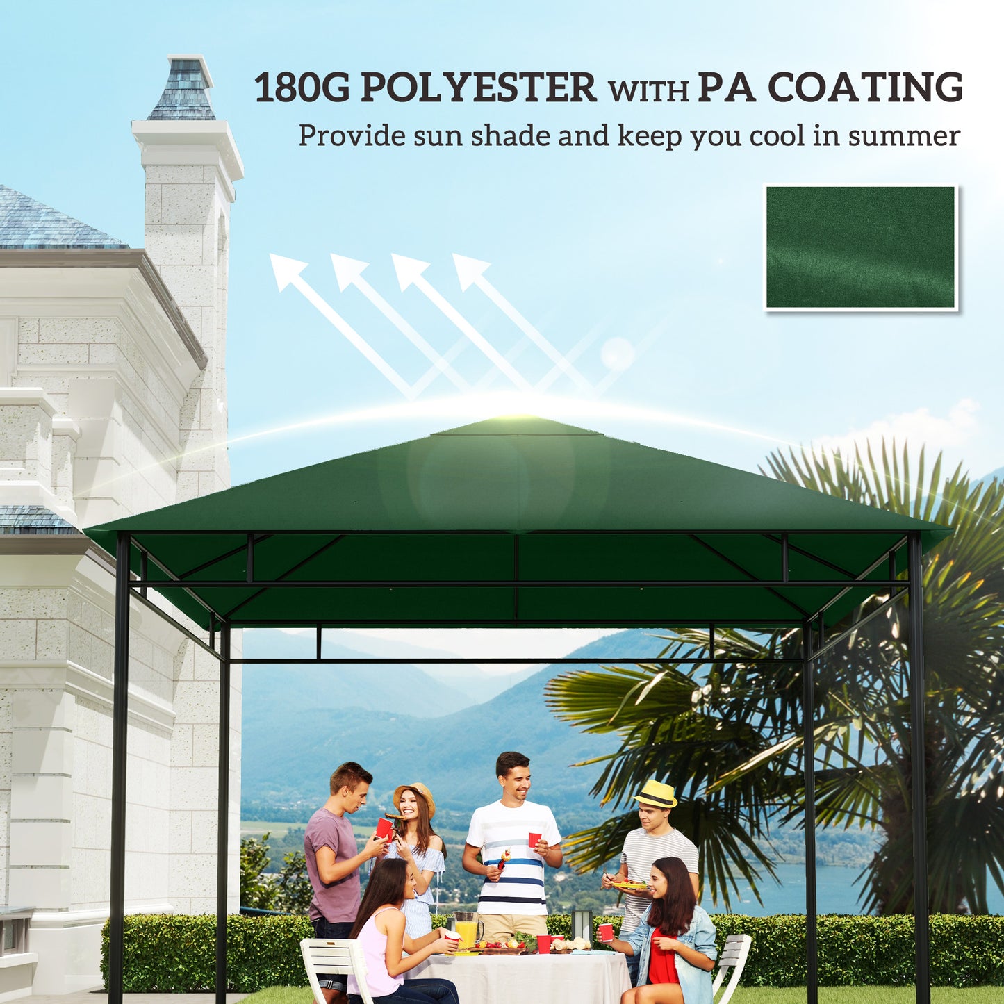 Outsunny 10' x 10' Square Gazebo Canopy Replacement UV Protected Top Cover Sun Shade Coffee