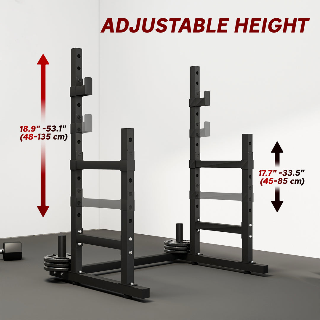 Soozier Adjustable Squat Rack, 660 lbs Multi-Function Barbell Rack for Weight Lifting and Home Gym Strength Training, Black