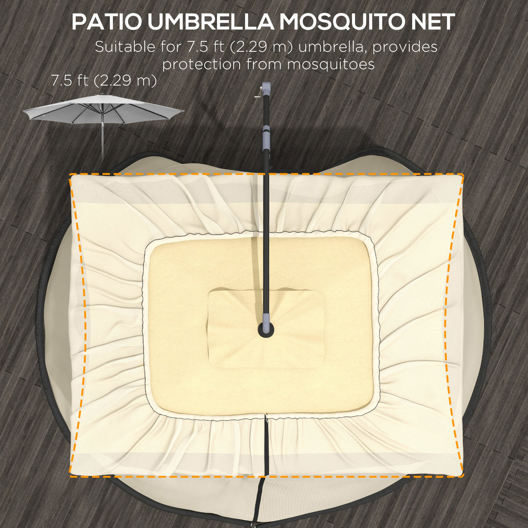 Outsunny 7.5FT Umbrella Table Screen Mosquito Bug Net, Garden Large Umbrella Cover Netting with Zippered Door, Beige