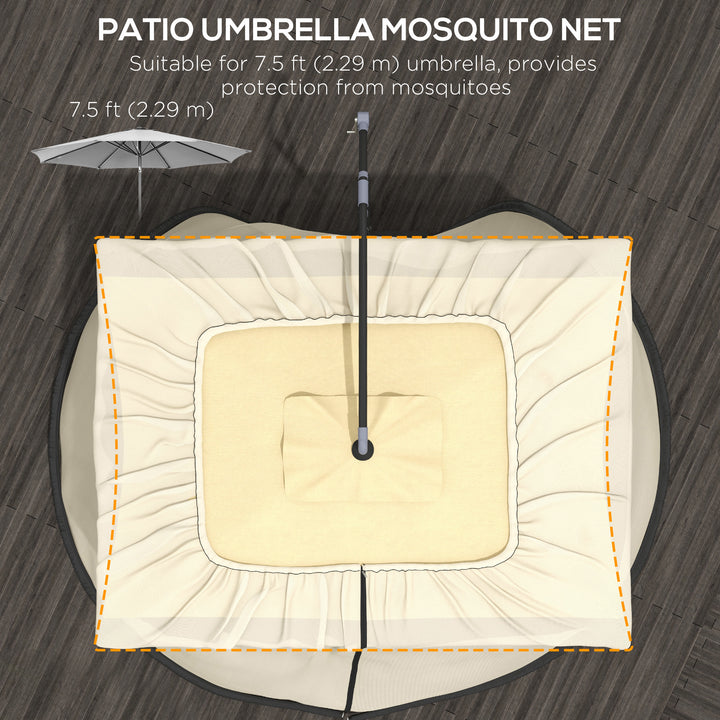Outsunny 7.5FT Umbrella Table Screen Mosquito Bug Net, Garden Large Umbrella Cover Netting with Zippered Door, Beige