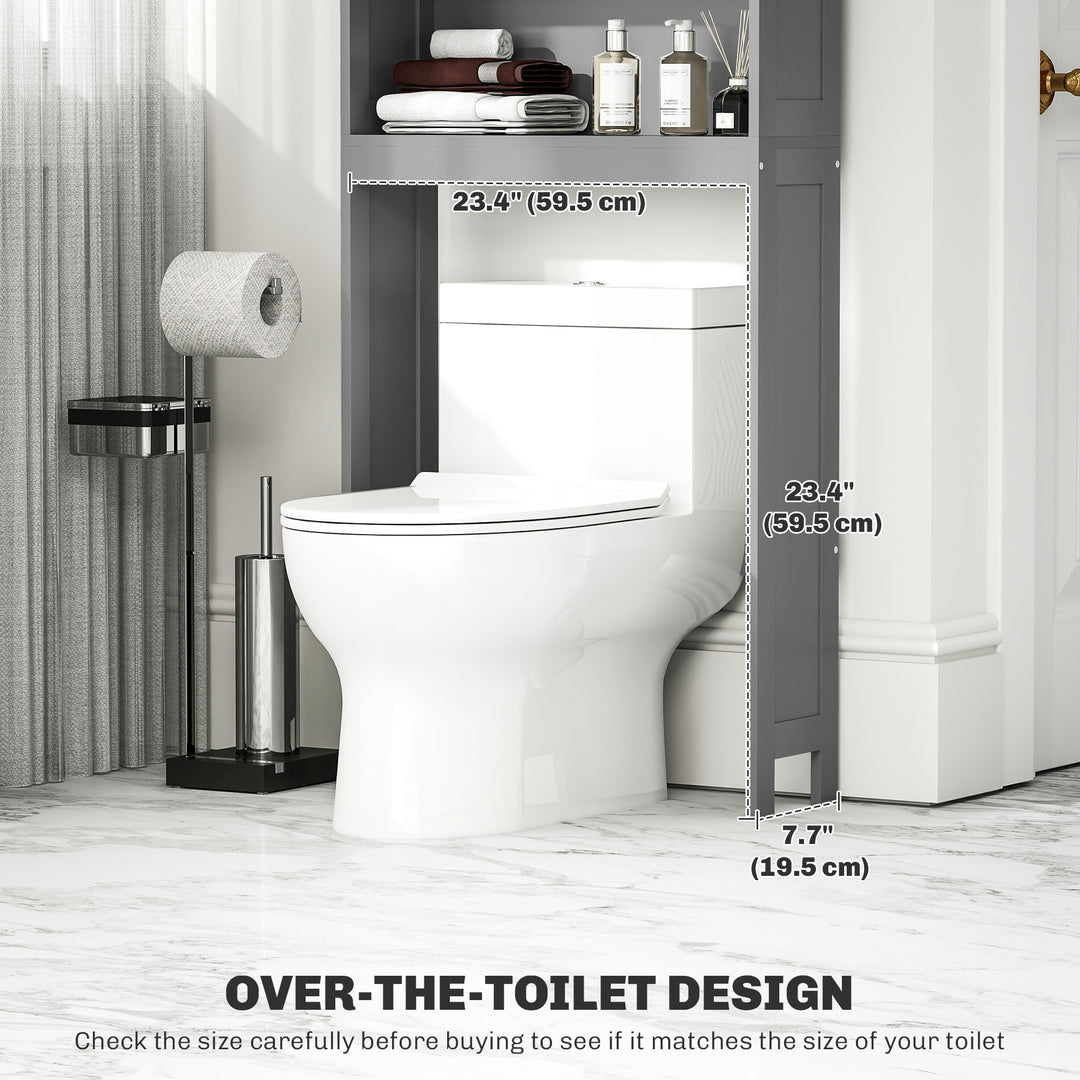 kleankin Modern Over The Toilet Storage, Bathroom Cabinets Over Toilet with Open Shelves and Double Door Cabinet, White