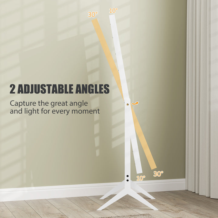 HOMCOM Free Standing Mirror with Lights and Adjustable Angles 60" x 18" Floor Mirror with Frame for Bedroom Living Room, White