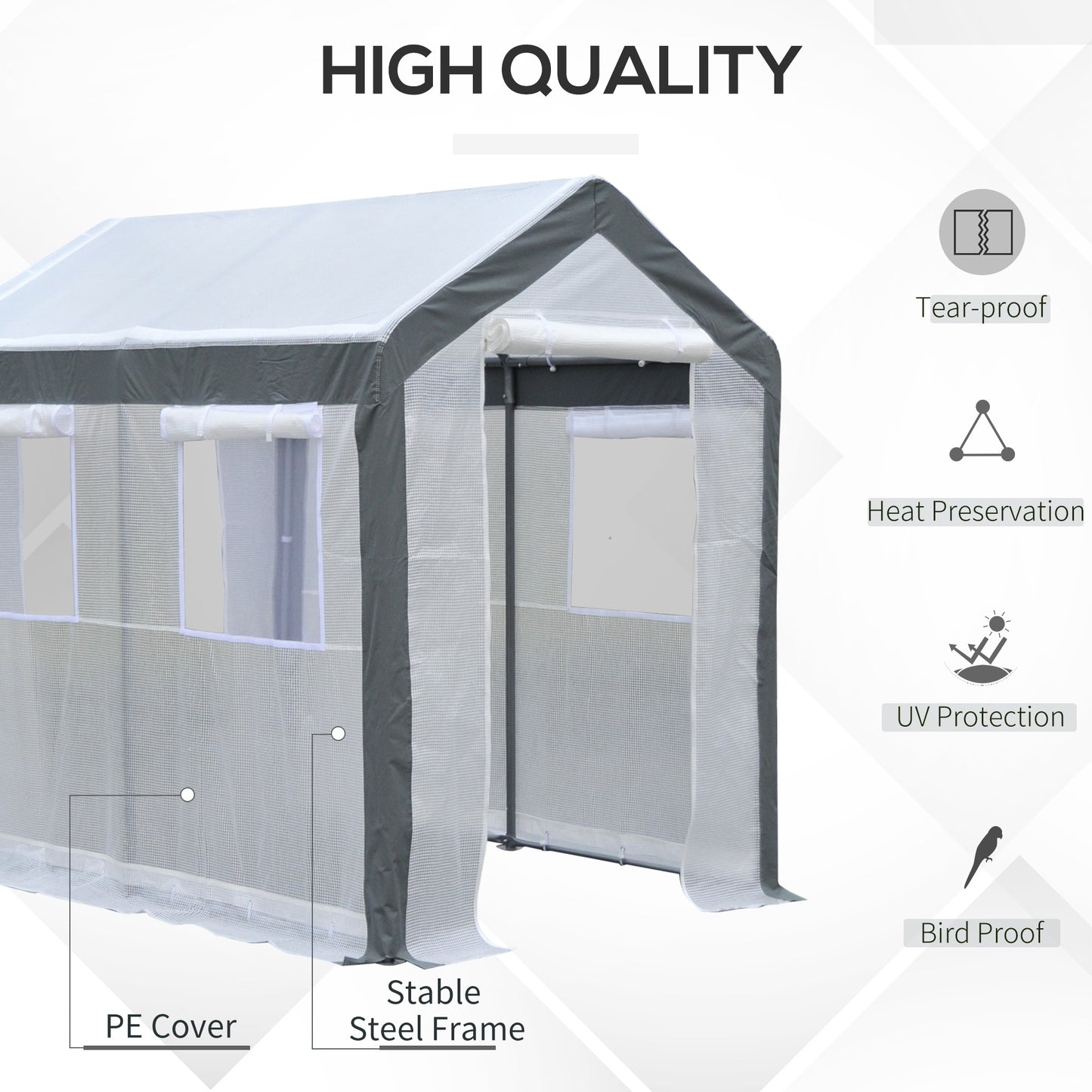 Outsunny 6.6' x 10' x 7' Heavy Duty Walk-In Greenhouse Vegetable Seed Growth Tent Outdoor Plant Growing Tunnel Warm House Flower Shed Backyard White