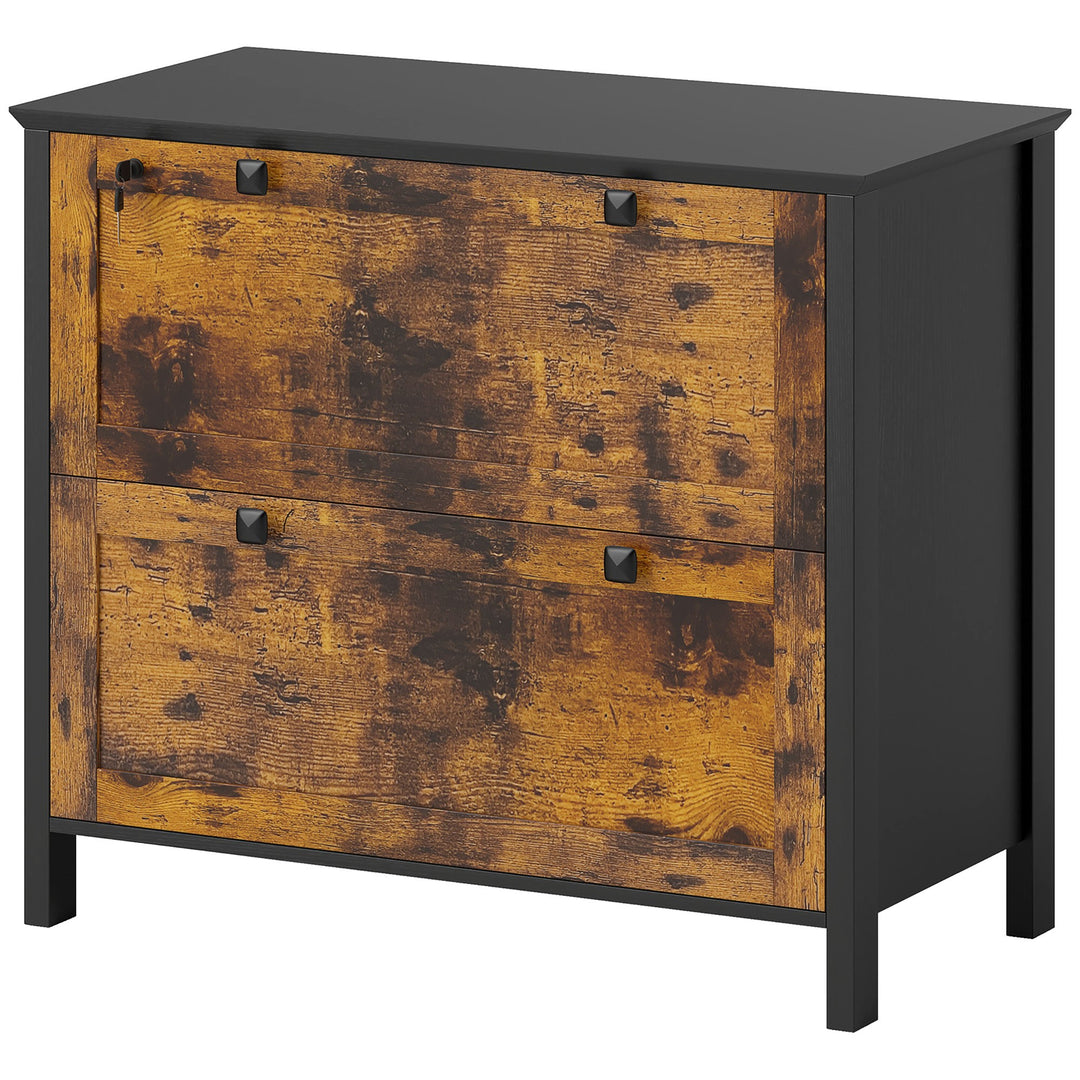 HOMCOM 2 Drawer File Cabinet, Lockable Filing Cabinet with Adjustable Hanging Bar for Letter, A4 and Legal Size, White