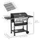 Outsunny 40,000 BTU Propane Gas Grill BBQ Cart with 4 Main Burners, 1 Side Burner, with Warming Rack, Side Prep Tables, Black