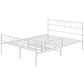 HOMCOM Metal Full Platform Bed Frame with Headboard, Steel Slat Support, Underbed Storage, No Box Spring Needed, Easy Assembly