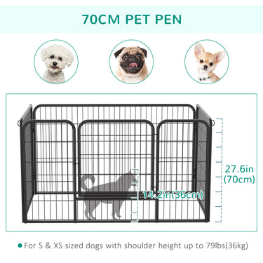 PawHut 32"W 4-Panel Metal Dog Pen Exercise Pet Playpen Dog Indoor/Outdoor Fence, Black
