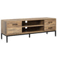 HOMCOM TV Stand for TV up to 50 Inches, TV Cabinet with Door, Open Storage and Drawers, TV Table with Steel Legs, Dark Walunt