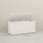 HOMCOM 31.5 Inches Storage Chest, Storage Trunk with Safety Hinge, Wooden Box for Living Room, White Wood Grain