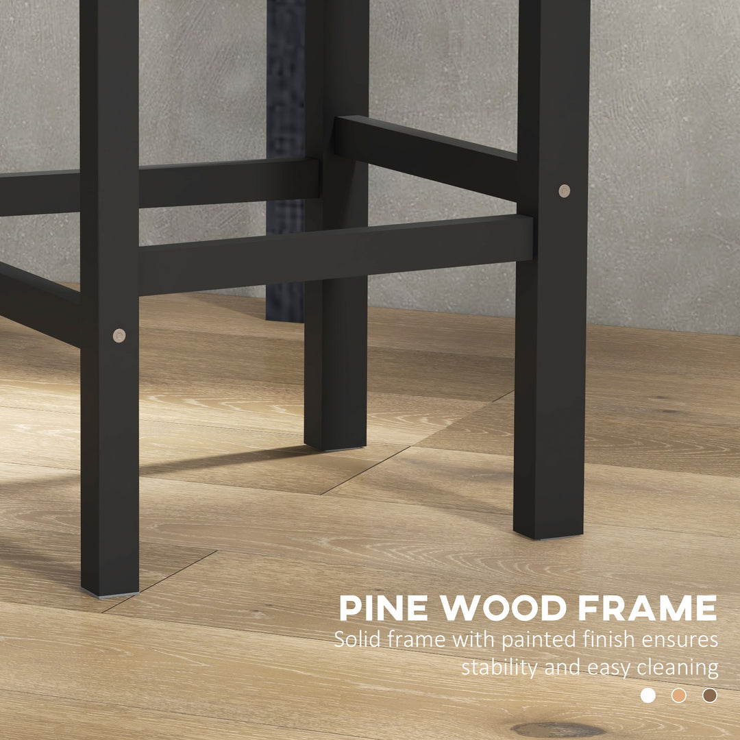 HOMCOM Counter Height Stools Set of 2, Farmhouse Bar Stools with Backs, Solid Wood Counter Stools for Kitchen Island