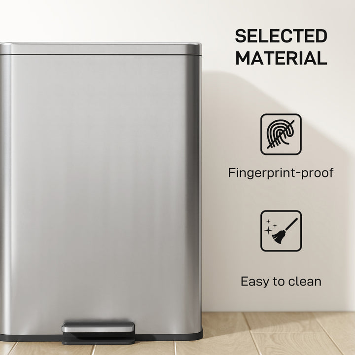 HOMCOM 5.3 Gallon/20 L Garbage Bin with Soft Close Lid, Trash Can with Removable Inner Bucket for Kitchen, Office, Cream White