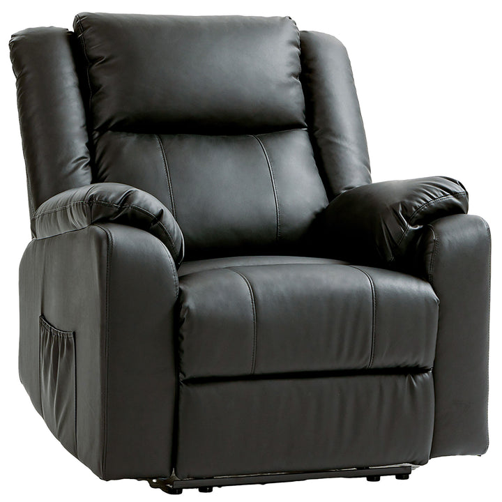 HOMCOM PU Leather Reclining Chair, Recliner Chair for Living Room with Footrest and 2 Side Pockets, Black