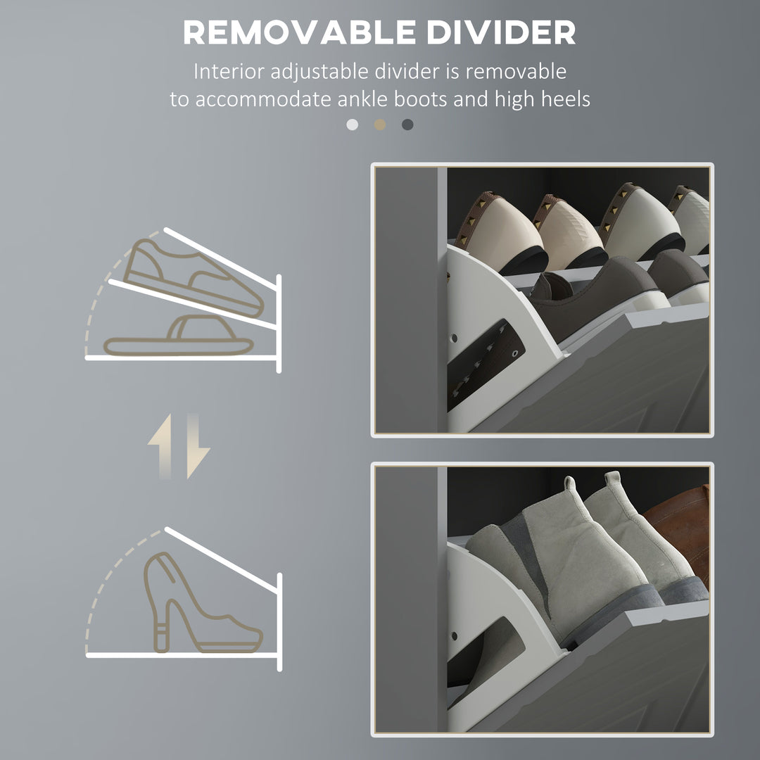 HOMCOM Shoe Storage with Seat, Upholstered Hallway Bench, Shoe Bench with 2 Flip Drawers and 4 Vents for 8 Pairs of Shoes