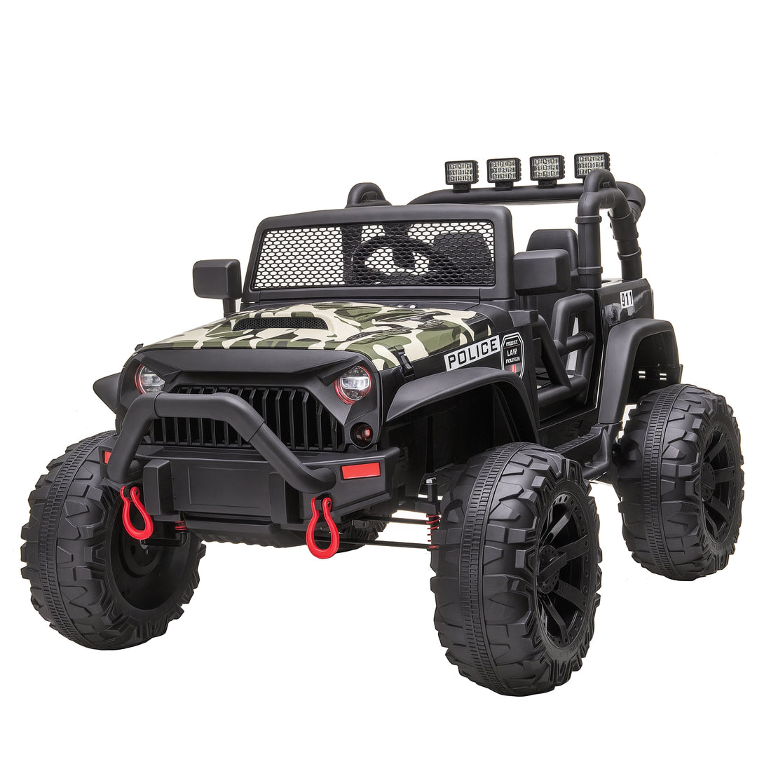 Aosom 12V Battery-powered Kids Jeep Ride On Police Car with Parental Remote Camouflage