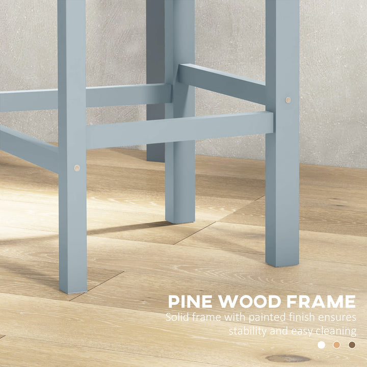 HOMCOM Counter Height Stools Set of 2, Farmhouse Bar Stools with Backs, Solid Wood Counter Stools for Kitchen Island