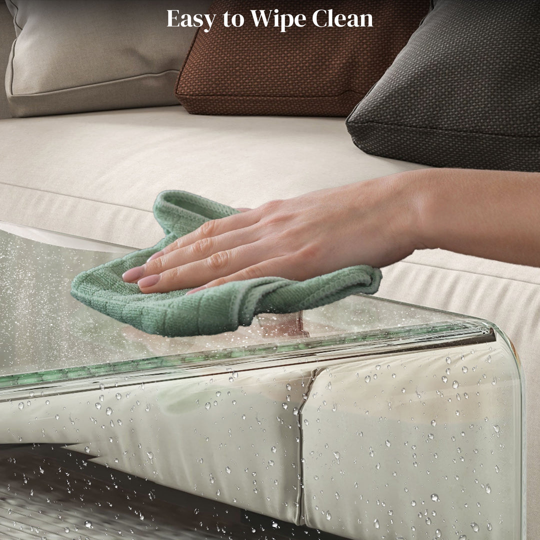 HOMCOM Glass Coffee Table, Clear Coffee Table for Living Room, Modern Rectangle Center Table with Safe Rounded Edges